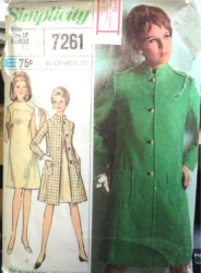 7261 67 JACKIE O BK BELT COAT,SLVLSS DRESS PATTERN 12 32
